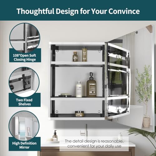 Movo Medicine Cabinet Mirror 18x24 Frameless Bathroom Wall Mount J496