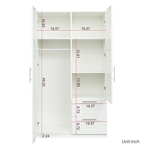 Kitchen Pantry Storage Cabinet with 2 Doors and 2 Drawers, White O87191