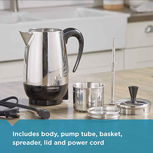 Farberware Electric Coffee Percolator, 8 Cup, Stainless Steel E791