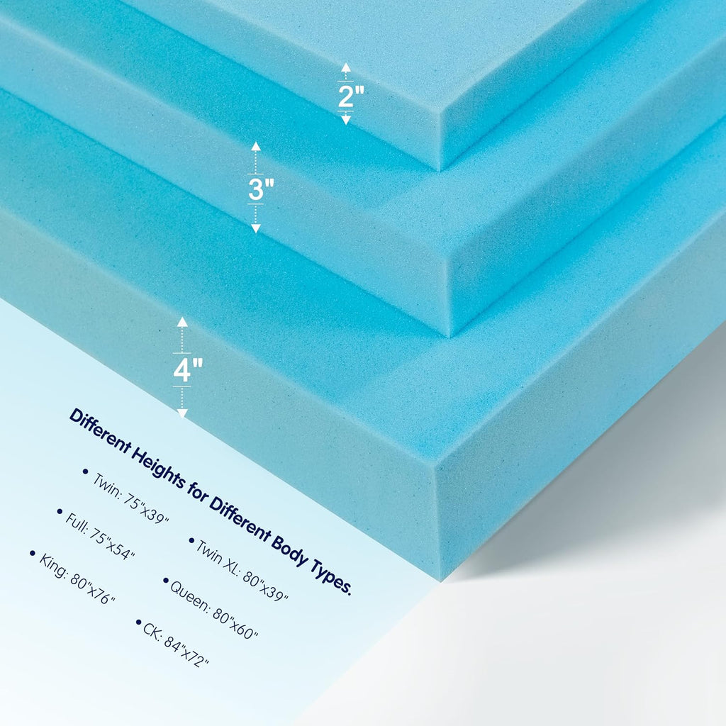 Subrtex Mattress Topper 2 Inch Gel-Infused Memory Foam King Size with Removable Washable Cover I343248