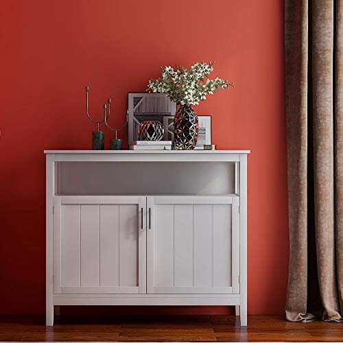 40 Inch Buffet Table with Shelves, White Y1296
