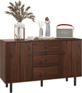 HOMCOM Sideboard Buffet Cabinet, Kitchen Cabinet with 2 Cupboards, 3 Drawers and Adjustable Shelves, Coffee Bar Cabinet for Living Room, Entryway, Brown