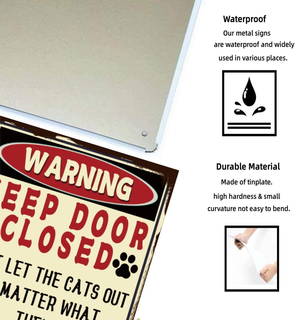 Funny Black Cat Warning Metal Sign 8x12 Inch Wall Decor G618