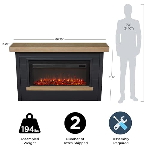 Real Flame Bernice 67" Electric Fireplace with Mantel, Remote Control, White T45360