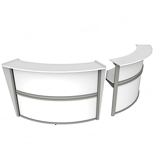 Linea Italia Curved Modern Office Desk 2 Panel Reception Counter, Mocha M8386