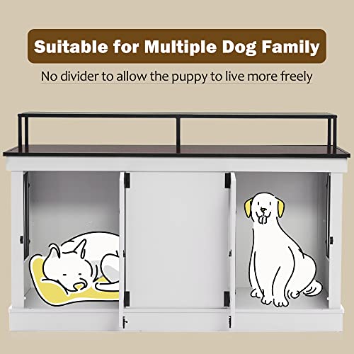 MCombo Large Dog Crate Furniture TV Stand, Wooden Kennel with Double Doors, Brown E528745