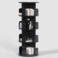 DMAITH Rotating Bookshelf, 360° Display Corner Bookcase for Small Space, 4 Tier Floor Standing Bookshelf Storage Rack, Wood Bookshelf Organizer for Kids' Room, Study Room, Bedroom, Black