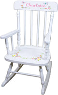 Personalized Pastel Butterfly Garland White Childrens Rocking Chair