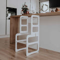 Kitchen Tower - Montessori Tower and Step Helper for Children - Foldable Study Table and Chair - Kitchen Helper (Black Color)