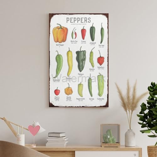 VADDCT Scoville Units Heat Pepper Chart Laminated Kitchen Poster Wall Art 16x24inch Unframe-style L9609