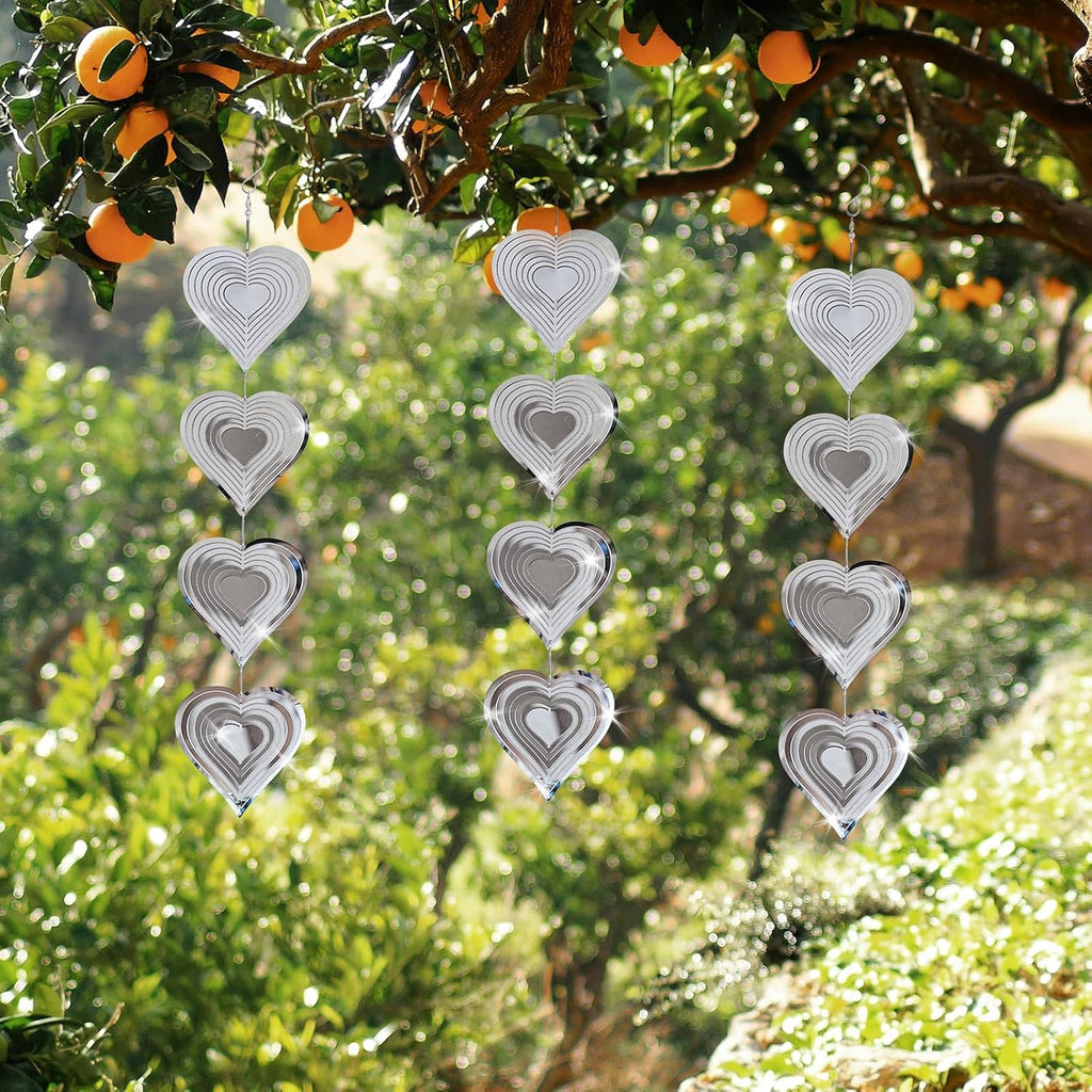 Metal Bird Scare Devices Outdoor, Double-Sided Reflectors, Heart Wind Spinners for Yard Garden Decor R883501