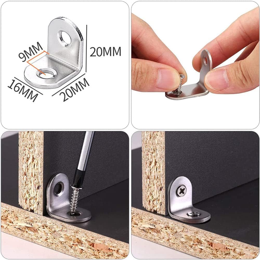 20 Pcs Stainless Steel Corner Braces L Shaped Brackets with Screws D7491
