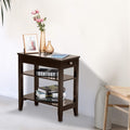 Brown End Table with Drawer, Narrow Side Table with 2-Tier Open Storage Shelves, Slim Side End Table Compact Nightstand Bedside Table for Living Room Bedroom Small Space 11.2" L x 23.62" W x 24" H