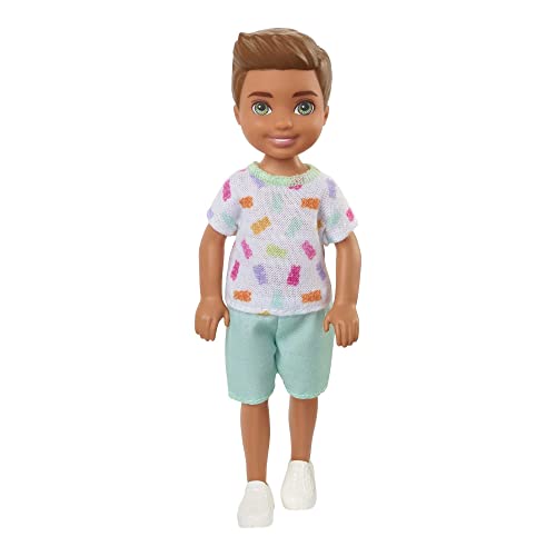 Barbie Chelsea Doll, Small Doll with Long Blonde Hair & Blue Eyes Wearing Removable Purple Flowered Dress & Yellow Shoes