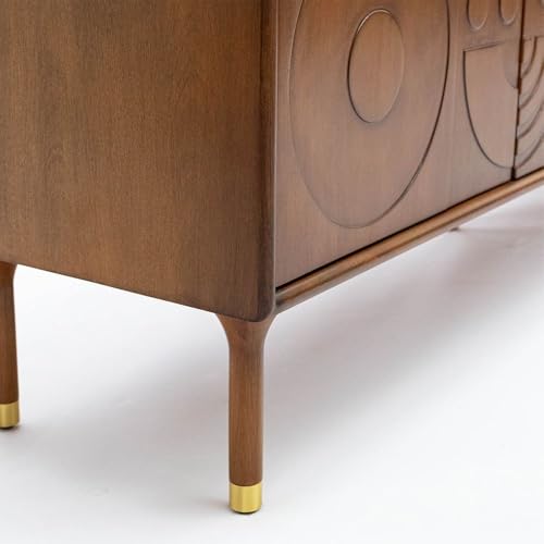 POVISON Mid-Century Modern TV Stand with Storage, Walnut, 70.87" Y977333