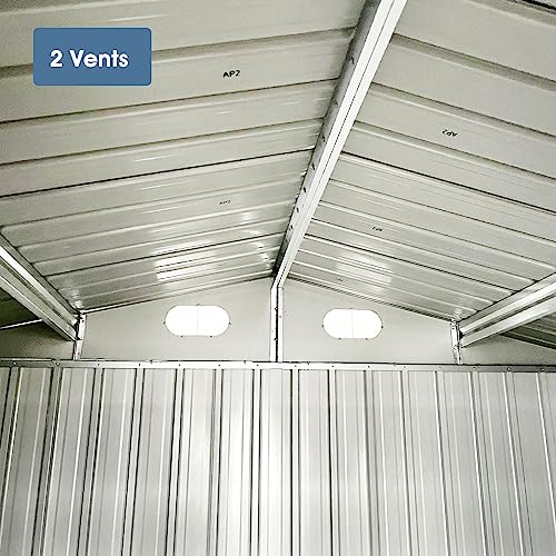 Outdoor Storage Shed 8x6 FT Metal Garden Shed with Lockable Sliding Doors, Dark Gray X9612