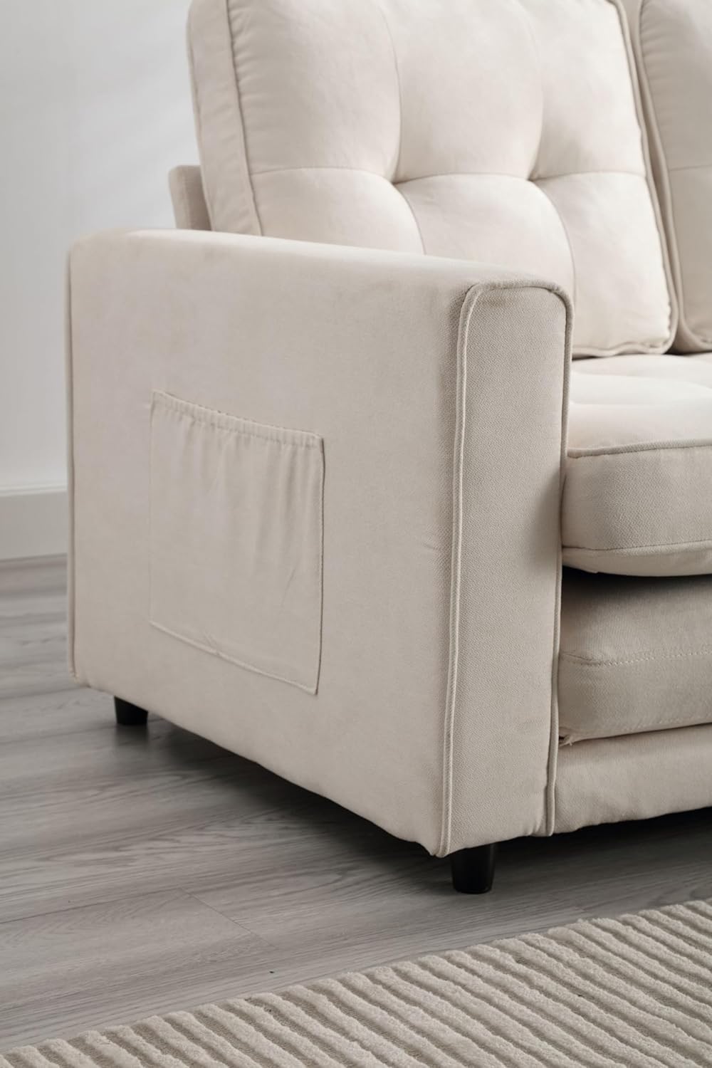 3 Fold Convertible Futon Sofa Bed, Velvet Linen, Dark Gray H807