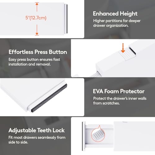 Lifewit 8 Pack Adjustable Drawer Dividers 5" High T2285