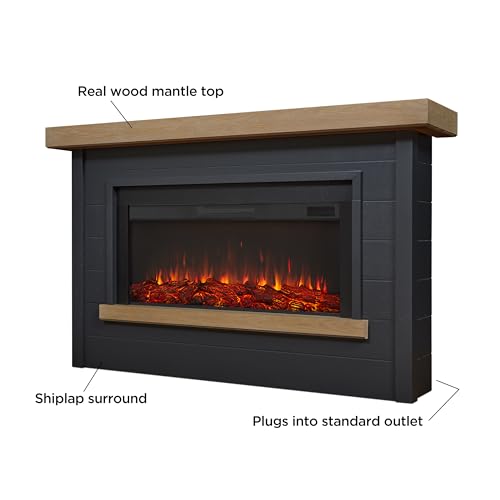 Real Flame Bernice 67" Electric Fireplace with Mantel, Remote Control, White T45360