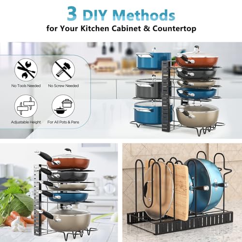 ORDORA Pots and Pans Organizer Rack for Cabinet, 8-Tier Heavy Duty U4134