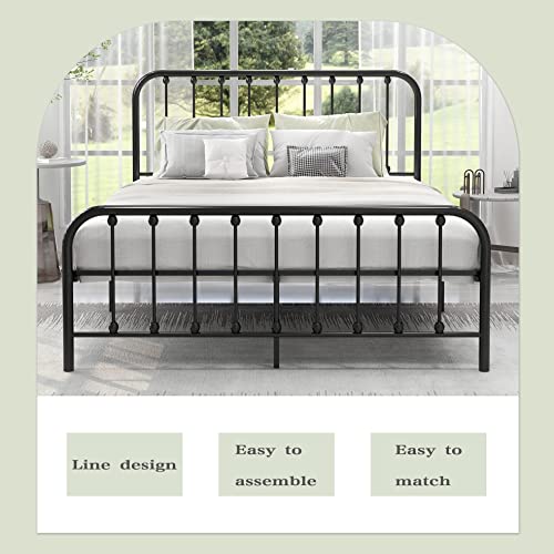 alazyhome Twin Size Metal Platform Bed Frame with Headboard and Footboard, Gold P164595