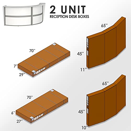 Linea Italia Curved Modern Office Desk 2 Panel Reception Counter, Mocha M8386