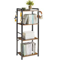 YMYNY 3 Tiers Bookcase, Industrial Metal Bookshelf with Side Fence, Storage Organizer for Living Room, Home Office, Bedroom, Display Racks, Sofa Side Table, 29.5 * 15.75 * 11.4", White UHST008W