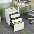 3 Drawer Mobile File Cabinet with Lock Steel for Legal/letter/a4/f4 Size Fully Assembled Include Wheels White Modern Contemporary Metal Locking