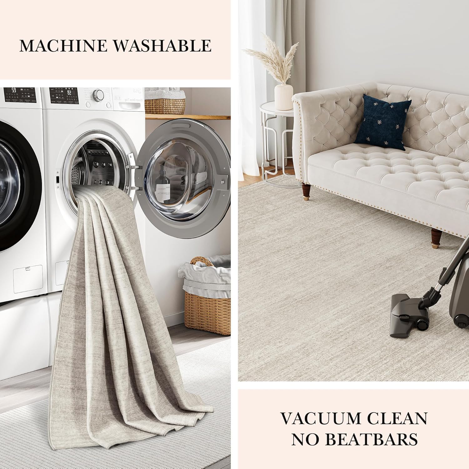 Valenrug Washable Area Rug 5x7 Beige O165222