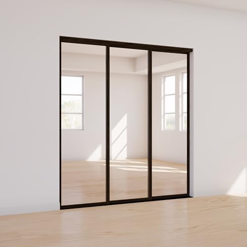TSDC Large 90"x80" Triple Pane Multi Sliding Glass Wall Room Divider with Aluminum Framed Clear Tempered Glass I194370