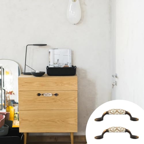 Gadpiparty 2pcs Antique Black Ceramic Cabinet Knobs E36516