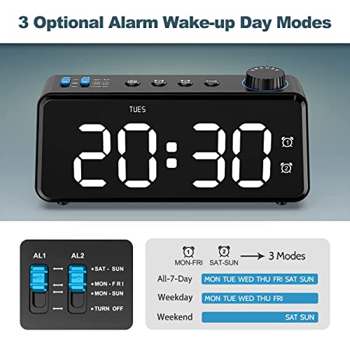 ANJANK Digital FM Radio Alarm Clock with Large Display for Bedroom Q9768