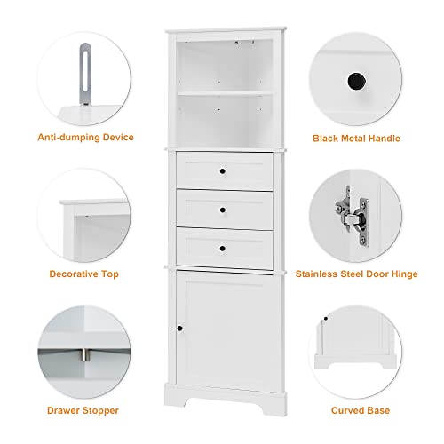 Anwick Tall Corner Cabinet with Doors and Adjustable Shelves, Green Z752
