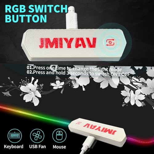 JMIYAV Gaming Mouse Pad RGB Black Non-Slip Rubber Base Extra Large 31.5x12In V498