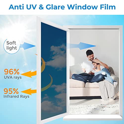 Coavas Heat Blocking Window Film Privacy One Way Window Tint Black 23.6x78.7in F392938