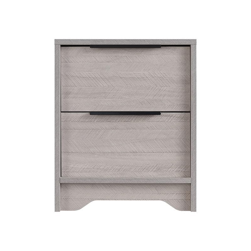 Modern Bedroom Nightstand 2-Drawer End Table Antique Gray Finish Z44798