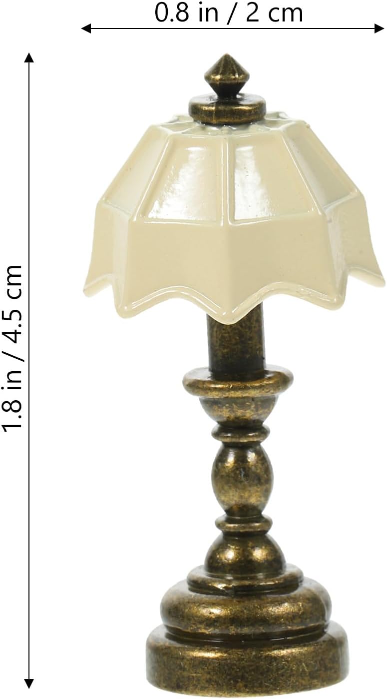MAGICLULU Metal Table Lamp Dollhouse Miniature LED Lights 3pcs White Vintage Decor Y393226