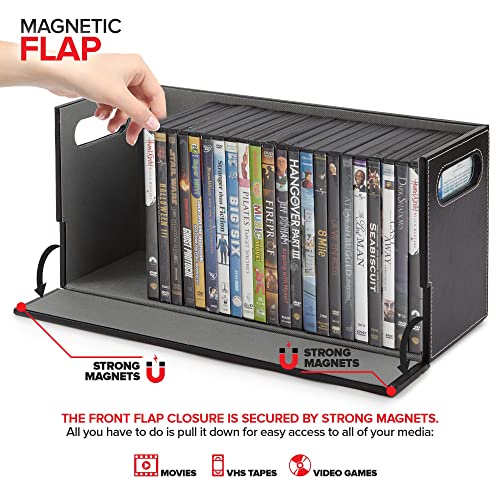 Stock Your Home DVD Storage Box, Faux Leather White, Holds 28 DVDs V972606