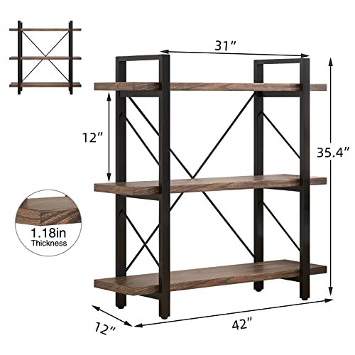 5-Tier Bookshelf Industrial Style Real Wood Bookcase Retro Brown D8464