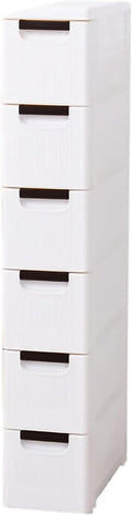 Narrow Storage Drawer Cart, Slim Bathroom Floor Cabinet with Slide Out Drawer, Storage Tower with Wheels, Plastic Storage Tower Organizer Unit for Bathroom Livng Room Kitchen Hallway Small S