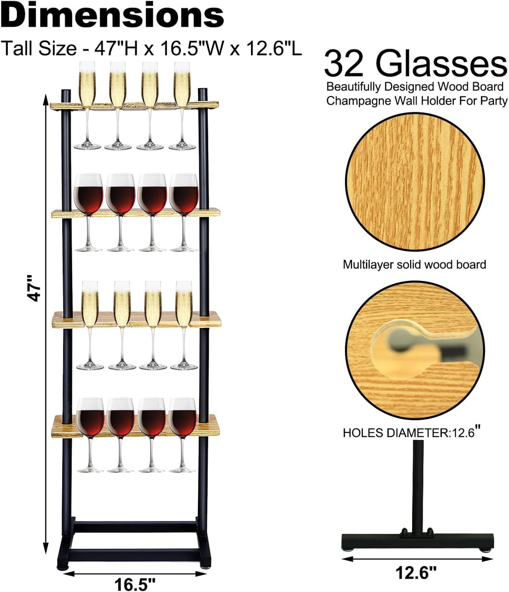 ikare Champagne Wall Holder for Party 50, 4 Tiers Wooden Stand G98223