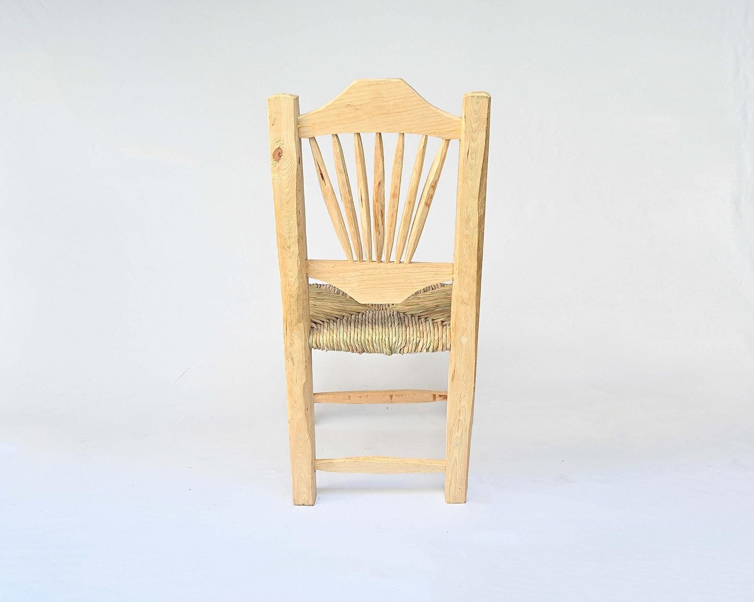 Set of 2 Handmade Wood Woven Chairs with Natural Palm Fiber U425