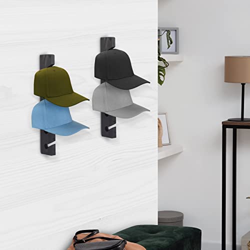 Wall Hat Rack for Baseball Caps Wooden Organizer Hanger 2 Pack Gray S63475