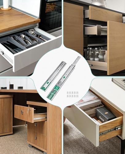 1 Pair Soft Close Drawer Slides 12-22 inch Full Extension Side Mount O84085