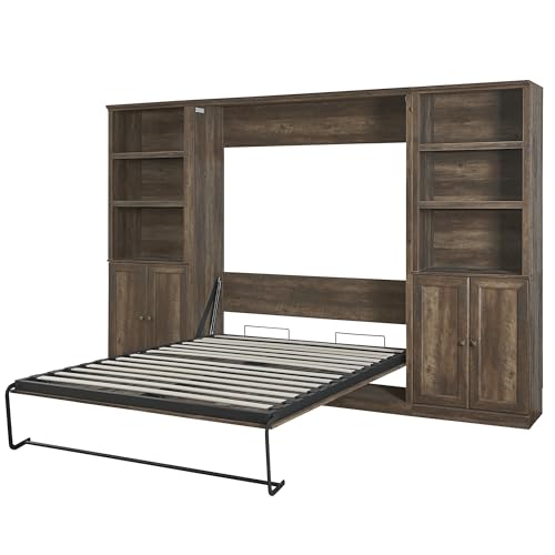 Modern Wooden Murphy Bed Queen - Folding Wall Bed for Guest Room, Study, Office P65985
