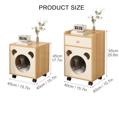 Cat House Night Stand with Drawers for Indoor Cats V836