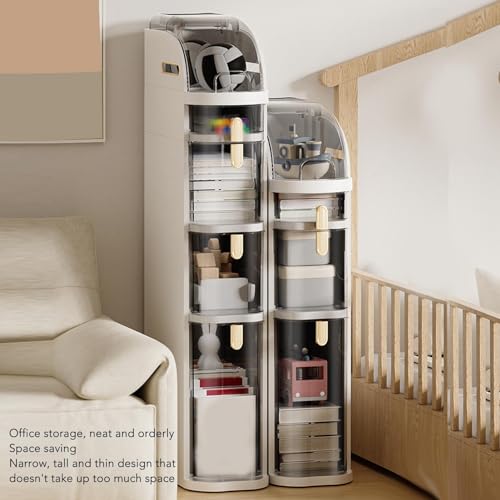 Narrow Bathroom Floor Storage Cabinet with Clear Drawers for Small Spaces W98988