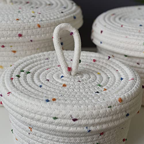 Cotton Rope Storage Basket with Lid for Home Organizing (18x12cm) G101