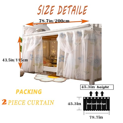 Bottom Bunk Bed Curtains Breathable Canopy for Single Bed N388437