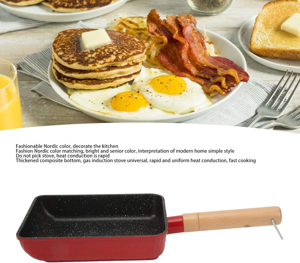 Tamagoyaki Pan, Japanese Omelet Egg Pan Non Stick, 7" x 5", Red G14656